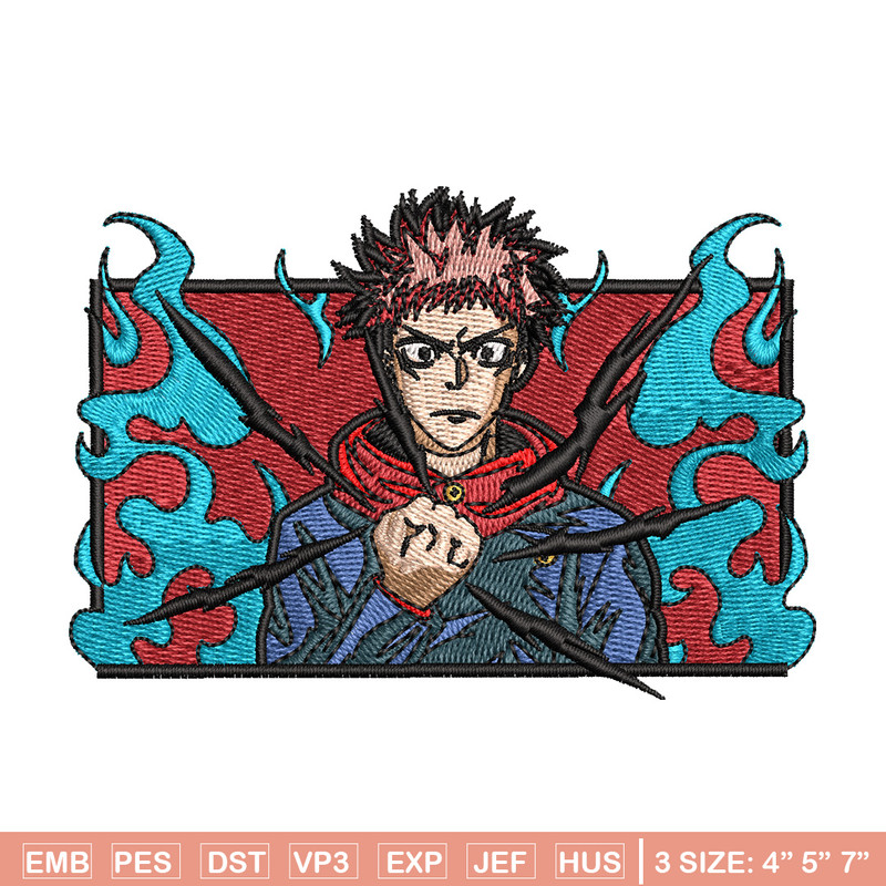 Yuji frame embroidery design, Jujutsu embroidery, Anime design, Embroidery shirt, Embroidery file, Digital download.jpg