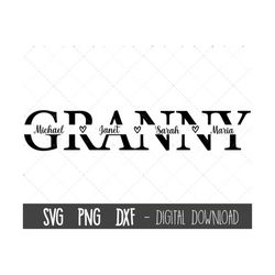 granny svg, grandmother svg, grandma split name frame svg, grandma svg, grandma cut file, mother's day svg, cricut silho