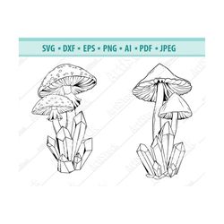 mushroom svg, crystal mushroom svg, crystal svg, witch svg, magic svg, mushroom clipart, mystic mushroom svg, file for c