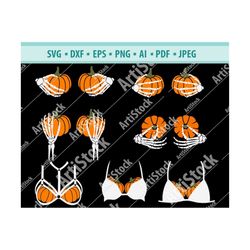 skeleton hands svg, skeleton boob hands svg, pumpkin boobs svg, skeleton hands with pumpkins svg, bone fingers svg, svg