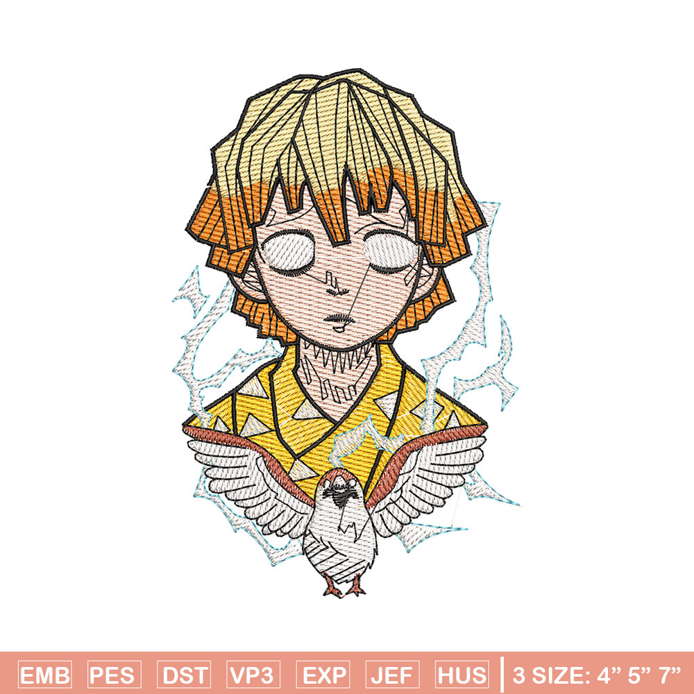 Zenitsu bird embroidery design, Zenitsu embroidery, Anime design, Embroidery shirt, Embroidery file, Digital download.jpg