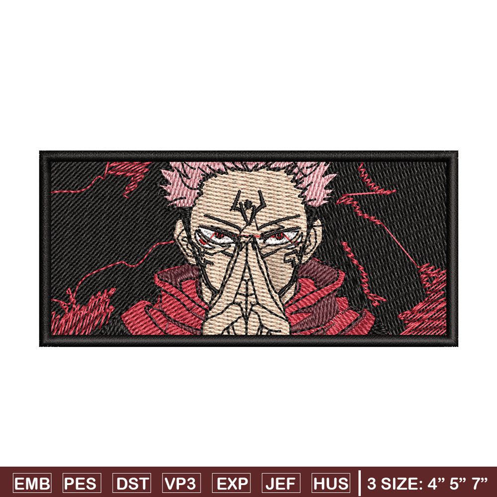 Sukuna embroidery design, Jujutsu kaisen embroidery, anime design, embroidery file, anime shirt, Digital download.jpg