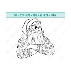 santa claus svg, hipsters santa svg, santa with sunglasses svg, santa beard svg, santa hat svg, christmas dxf, eps, chri