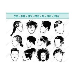 afro hairstyles svg, black man bundle svg, hair dreadlocks svg,  afro man, hairstyle men svg, afro silhouette, digital d