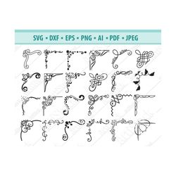 vintage corner svg, ornamental border svg, floral frame svg, ornate corner svg, decorative page corner svg, svg cut file