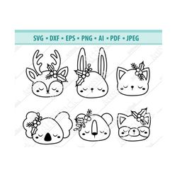 animals face svg, christmas animal svg, woodland svg, christmas animal heads svg, animal muzzle svg, pets clipart, anima