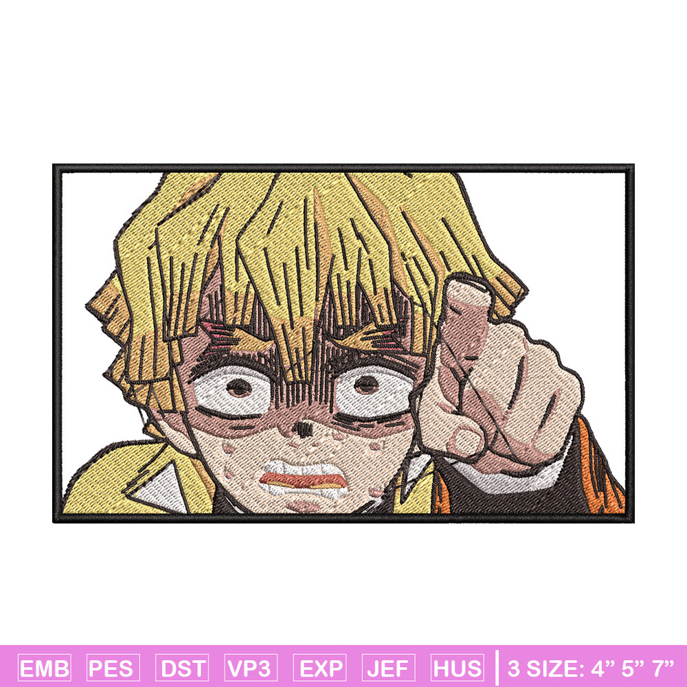 Zenitsu scary embroidery design, Zenitsu embroidery, Anime design, Embroidery shirt, Embroidery file, Digital download.jpg