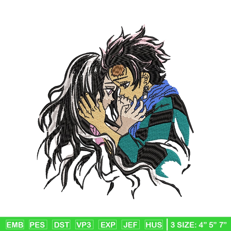 Tanjiro and Nezuko kamado embroidery design, Kimetsu no Yaiba embroidery, anime design, anime shirt, Digital download.jpg