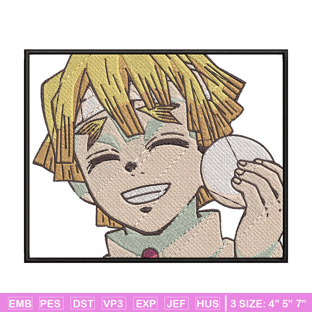 Zenitsu smile embroidery design, Zenitsu embroidery, Anime design, Embroidery shirt, Embroidery file, Digital download.jpg