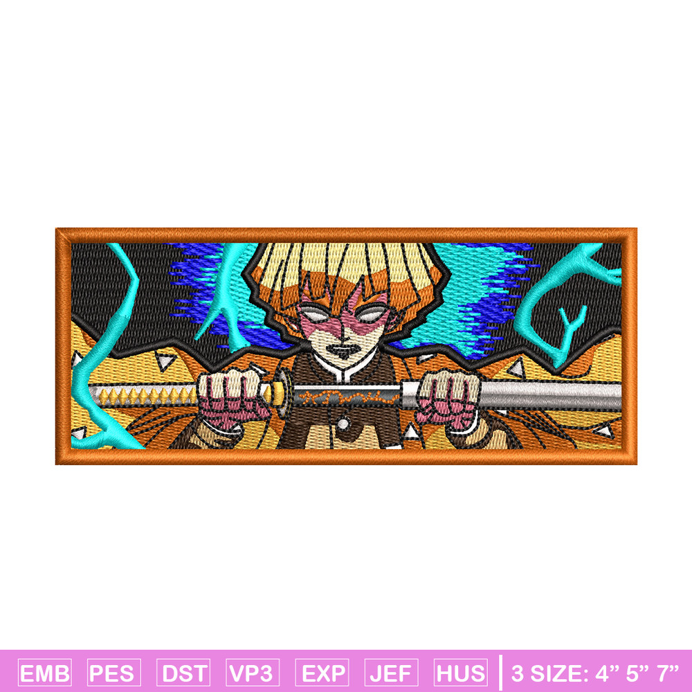 Zenitsu thunder embroidery design, Zenitsu embroidery, Anime design, Embroidery shirt, Embroidery file, Digital download.jpg