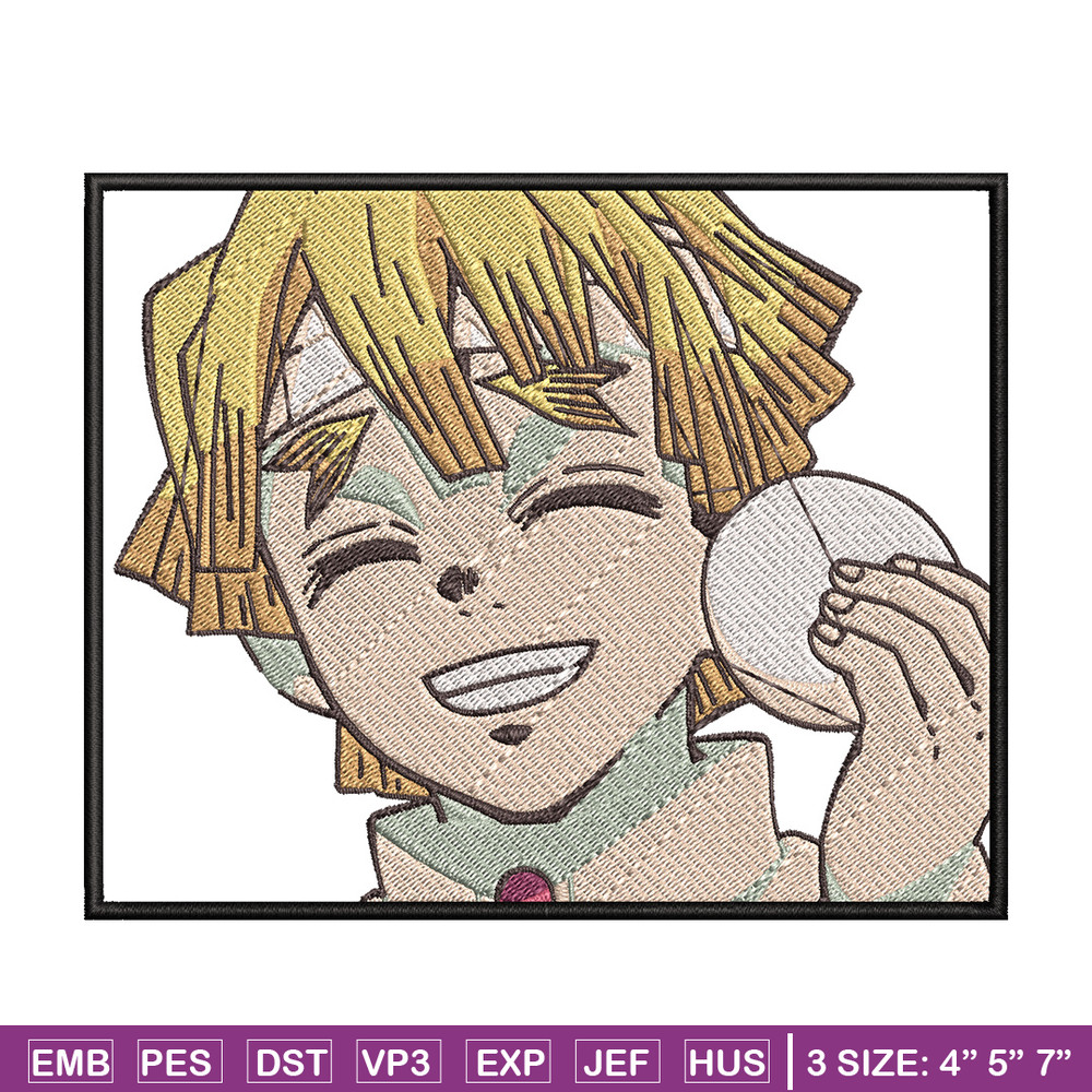 Zenitsu smile embroidery design, Zenitsu embroidery, Anime design, Embroidery shirt, Embroidery file, Digital download.jpg