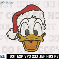 Donald Duck Santa Hat Christmas Lights Embroidery Designs, Christmas Embroidery Files, Machine Embroidery Pattern