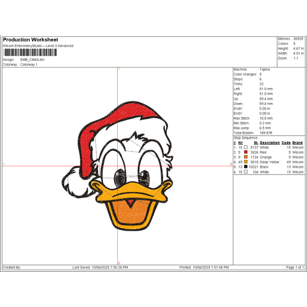 Donald Duck Santa Hat Christmas Lights Embroidery Designs, C - Inspire