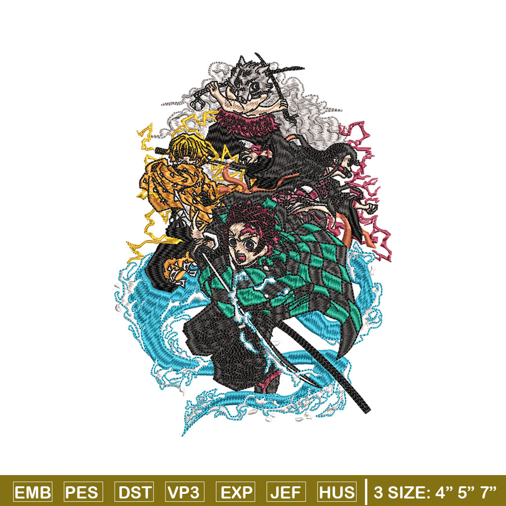 Tanjiro friends embroidery design, Kimetsu no Yaiba embroidery, logo design, anime design, anime shirt, Digital download.jpg