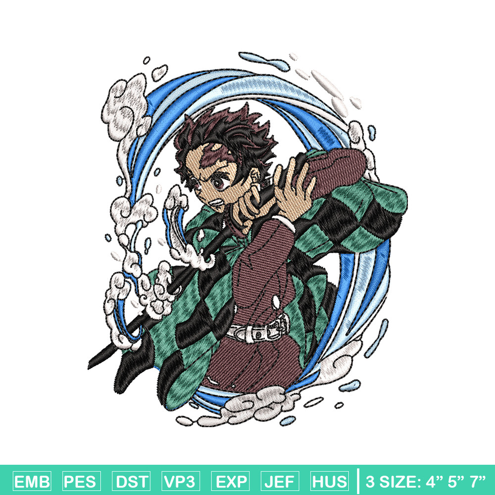 Tanjiro water breathing embroidery design, Kimetsu no Yaiba embroidery, anime design, anime shirt, Digital download.jpg