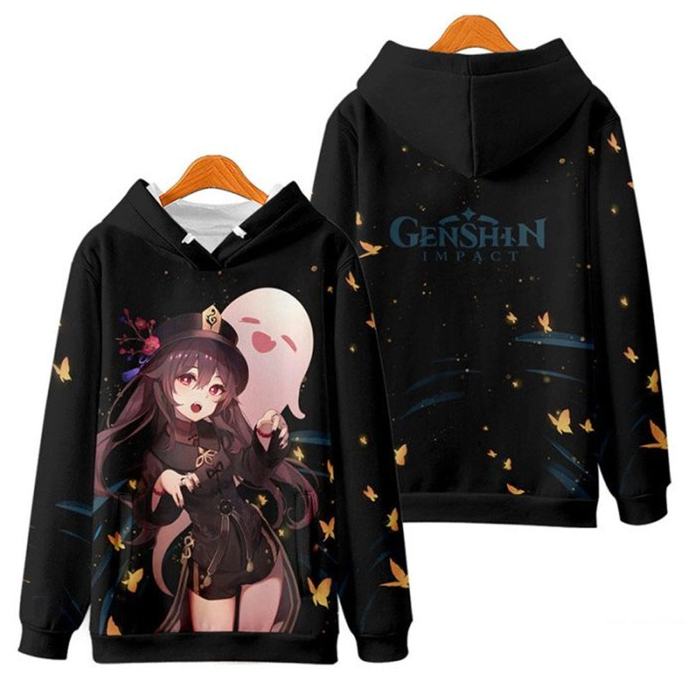 Hutao Genshin Impact All Over Print 3D Hoodie Zip Hoodie, Hutao Genshin Impact Hoodie 3D Zip Hoodie Fleece Hoodie
