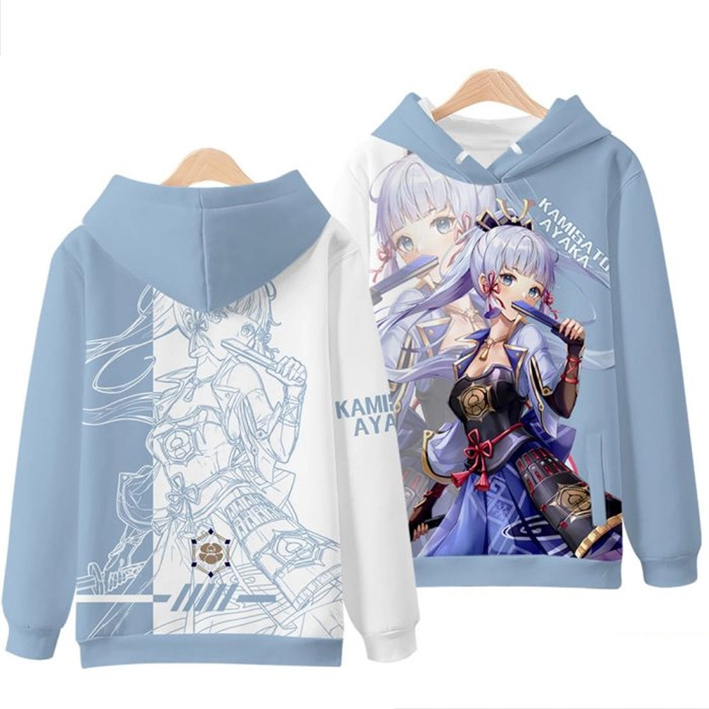 Ayaka Genshin Impact All Over Print 3D Hoodie Zip Hoodie, Ayaka Genshin Impact Hoodie 3D Zip Hoodie Fleece Hoodie