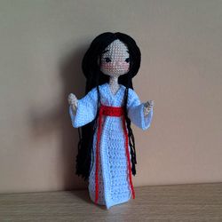 Asian crochet doll, japanese doll, handmade doll, japanese girl, unique doll