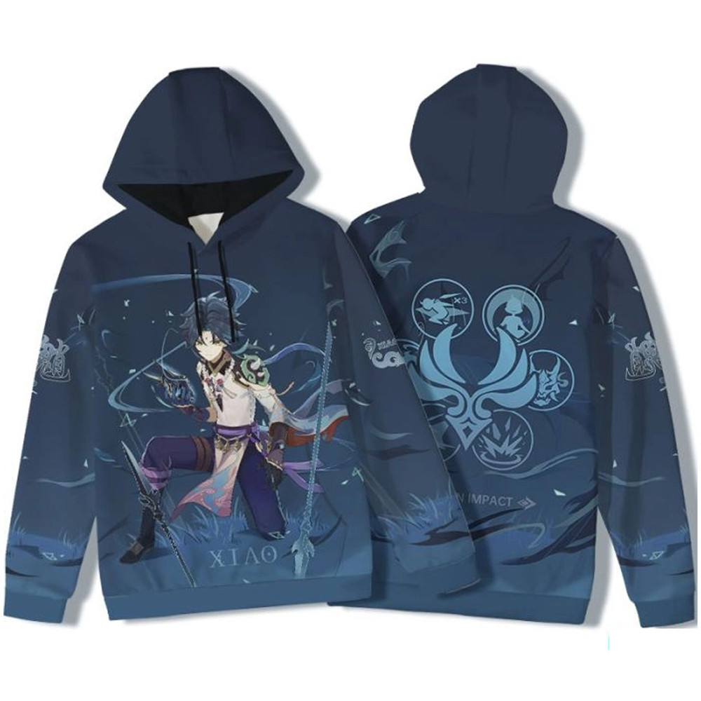 Xiao Genshin Impact All Over Print 3D Hoodie Zip Hoodie, Xiao Genshin Impact Hoodie 3D Zip Hoodie Fleece Hoodie