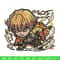 Zenitsu Thunder Breathing chibi embroidery design, Kimetsu no Yaiba embroidery, anime design, Digital download.jpg