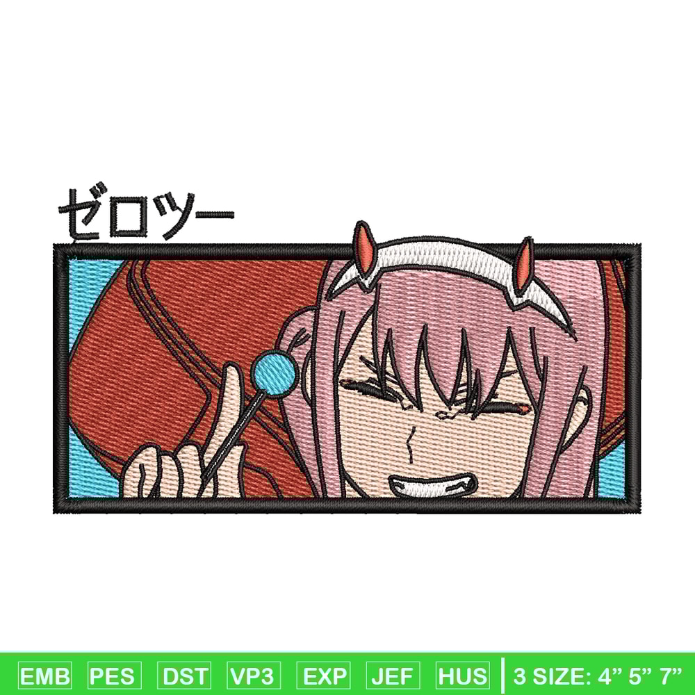 Zero Two embroidery design, Zero Two embroidery, anime design, embroidery file, anime shirt, Digital download.jpg