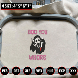 Boo You Whore Embroidery Design, Face Ghost Embroidery Machine File, Scary Halloween, Embroidery Machine Files