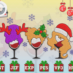 hocus pocus santa embroidery , christmas wine embroidery, christmas embroidery designs, wine glass embroidery, santa claus embroidery