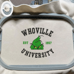 christmas 2023 embroidery design for shirt, green monster university 1957 happy christmas embroidery design, christmas 2023 embroidery machine design