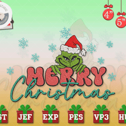 christmas 2023 embroidery machine design, green monster merry christmas happy christmas embroidery design, christmas 2023 embroidery design for shirt, movie christmas