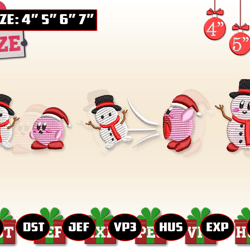 kirby x snowman embroidery designs, christmas embroidery designs, christmas 2022 embroidery files, xmas embroidery designs