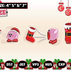 kirby x christmas sock embroidery designs, christmas embroidery designs, christmas 2022 embroidery files, xmas embroidery designs