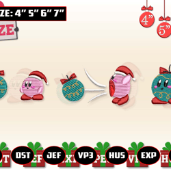 kirby x ornament embroidery designs, christmas embroidery designs, christmas 2022 embroidery files, xmas embroidery designs