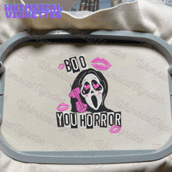 boo you horror embroidery design, face ghost embroidery machine file, scary halloween, embroidery file, instant download