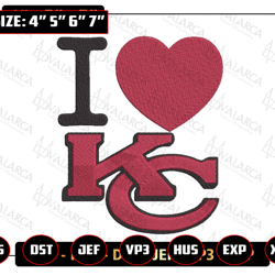 I Love Kansas City Embroidery Design, NFL Kansas City Chiefs Football Logo Embroidery Design, Famous Football Team Embroidery Design, Football Embroidery Design, Pes, Dst, Jef, Files