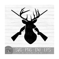 Deer Head, Buck, Hunting Rifles - Instant Digital Download - svg, png, dxf, and eps files included!