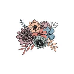 vintage flower bouquet png jpg, floral bouquet sublimation, botanical png, retro flowers png, floral shirt png, wildflow