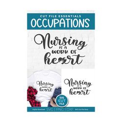 nurse svg, nurse appreciation svg, nursing is a, work of heart svg, nursing svg, rn svg, stethoscope svg, heart svg, lpn