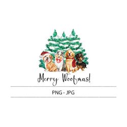 merry woofmas png/jpg. christmas dog clipart png, dog bandana png, christmas dog sublimation, santa paws png, puppy png,