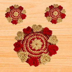 round coaster crochet pattern: diy handmade home decor - instant download pdf - modern crochet design for drink coaster