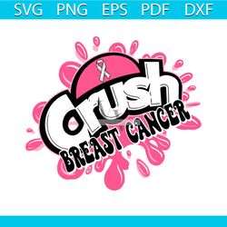 pink ribbon crush breast cancer svg cutting digital file