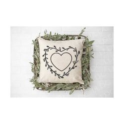 heart floral frame svg, heart laurel svg, wedding svg, heart leaf wreath svg, botanical frame, monogram frame, branches