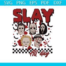 halloween slay all day horror characters svg download
