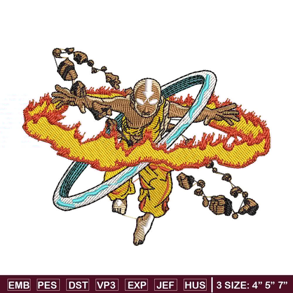 Aang embroidery design, Avatar embroidery, Anime design, Embroidery shirt, Embroidery file, Digital download.jpg