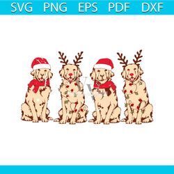 vintage christmas dog santa hat reindeer hord svg file