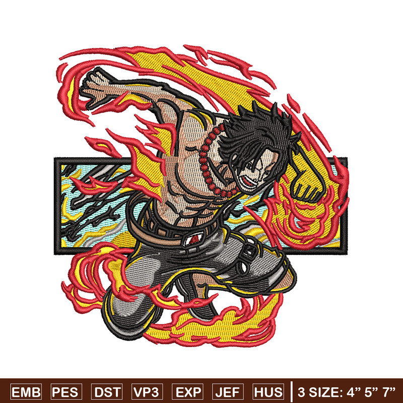 Ace flame embroidery design, One piece embroidery, Anime design, Embroidery shirt, Embroidery file, Digital download.jpg