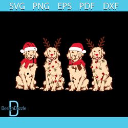 Vintage Christmas Dog Santa Hat Reindeer Hord SVG File