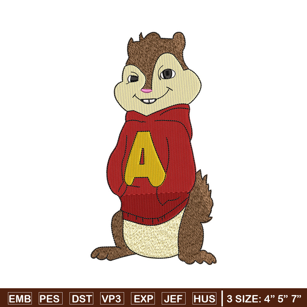 Alvin embroidery design, Chipmunks embroidery, Embroidery file, Embroidery shirt, Emb design, Digital download.jpg