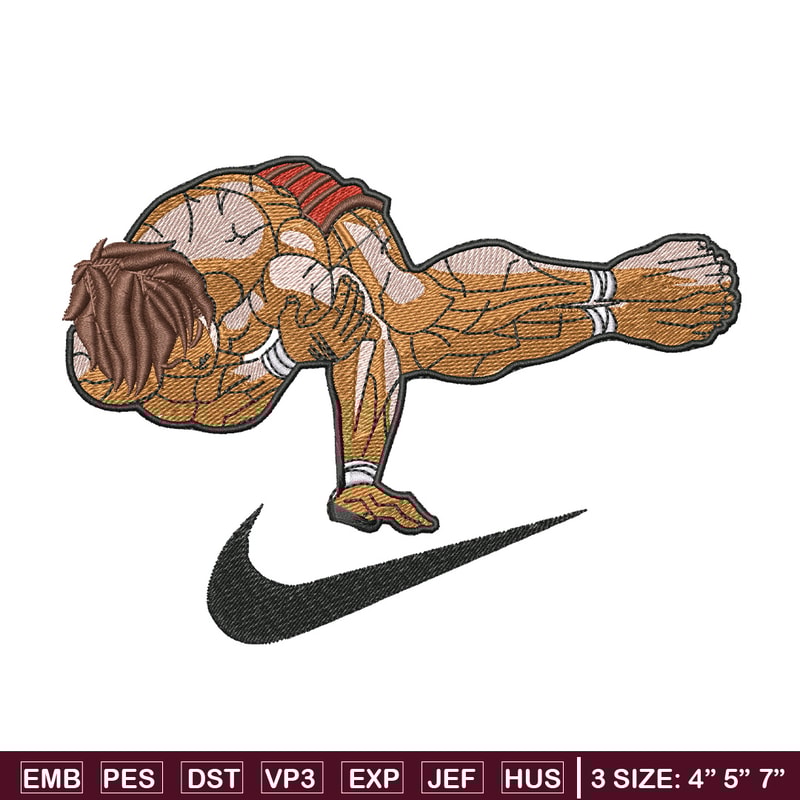 Baki pose nike embroidery design, Baki embroidery, Anime design, Embroidery shirt, Embroidery file, Digital download.jpg