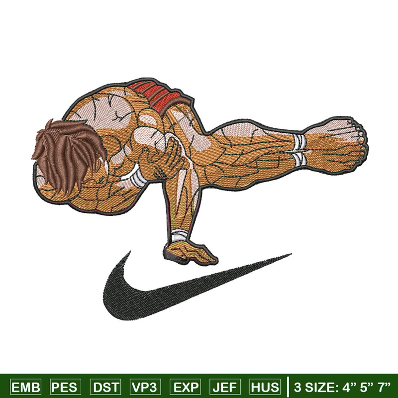 Baki pose nike embroidery design, Baki embroidery, Anime design, Embroidery shirt, Embroidery file, Digital download.jpg