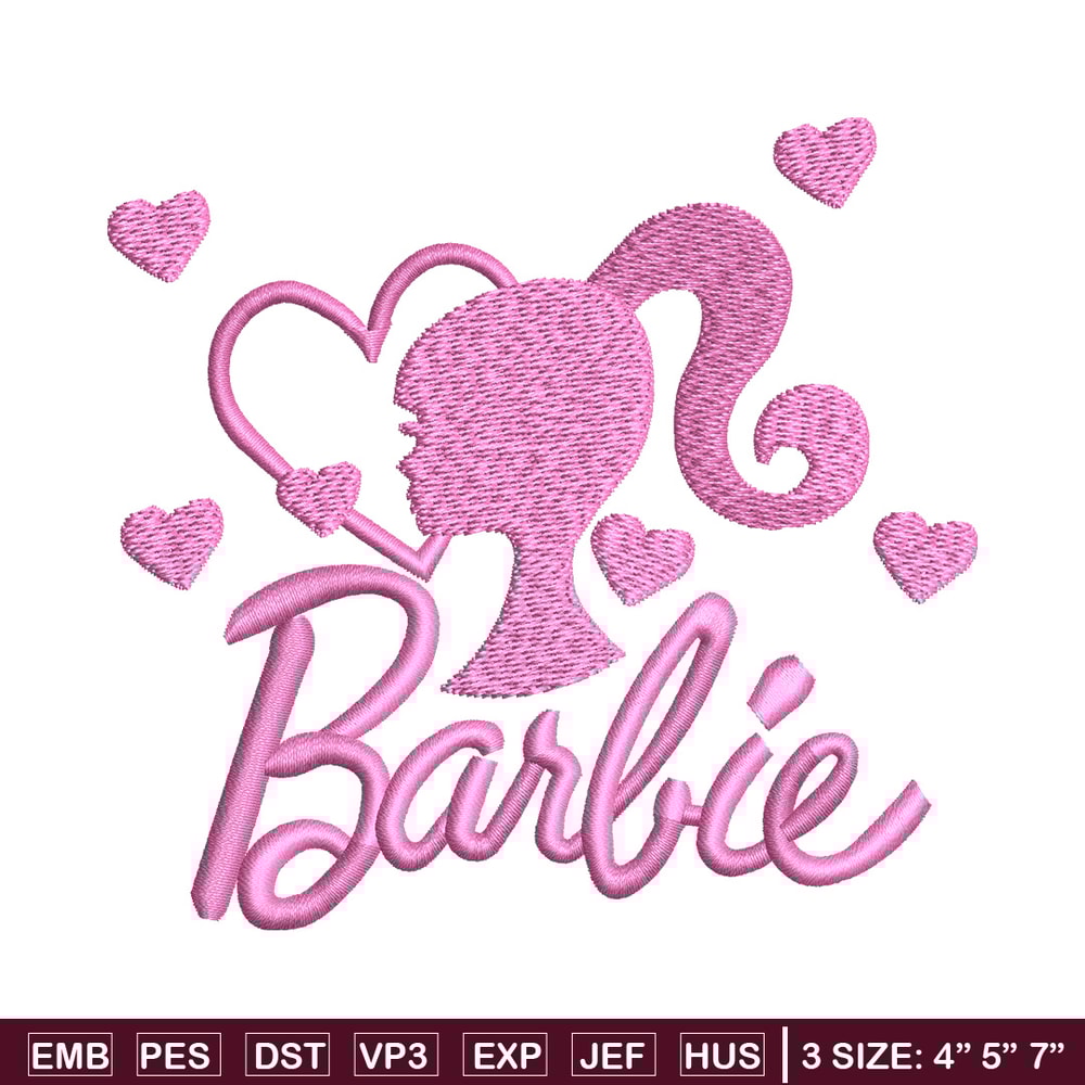 Barbie pink embroidery design, Barbie embroidery, Embroidery file, Embroidery shirt, Emb design, Digital download.jpg